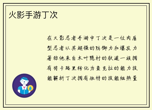 火影手游丁次
